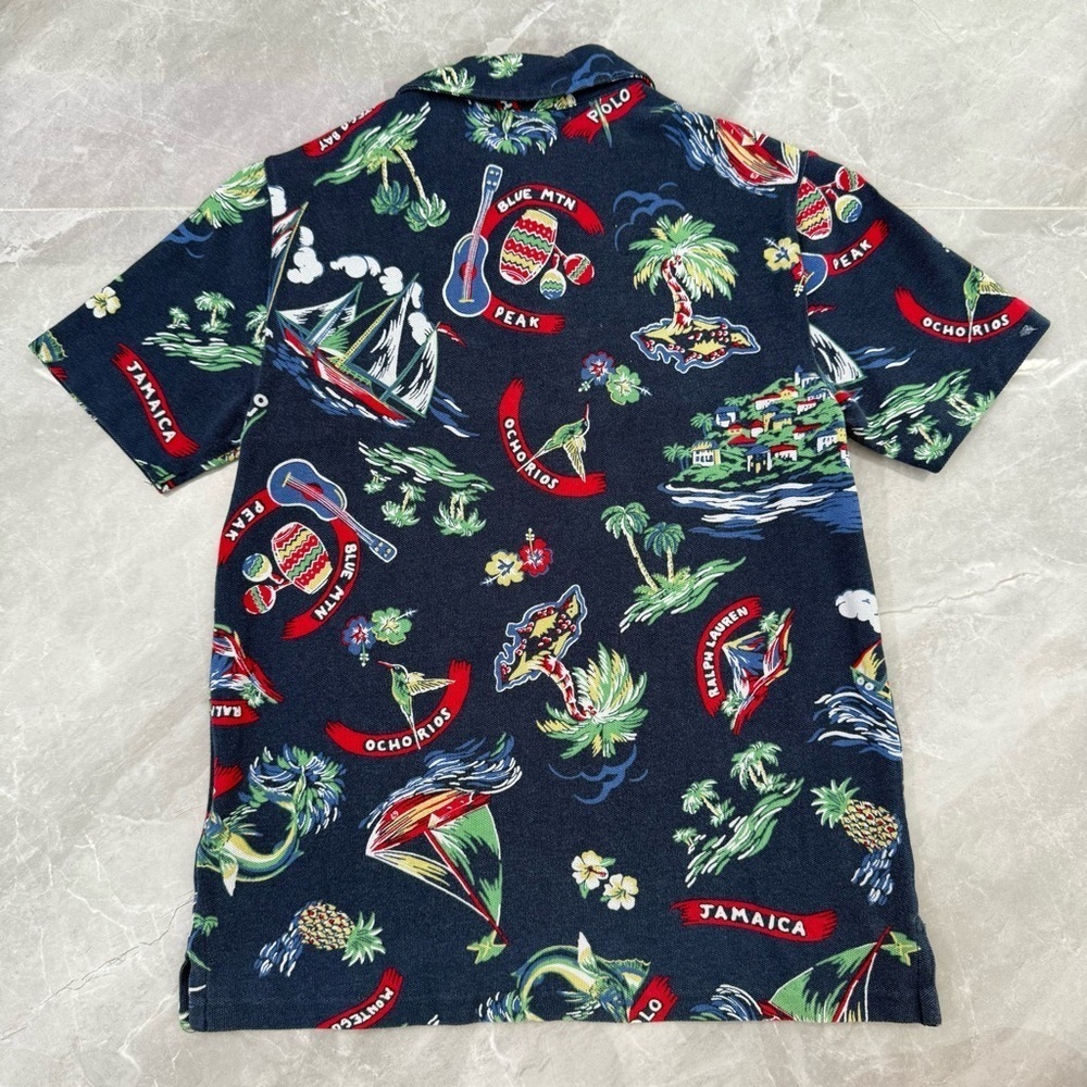 Boys Ralph Lauren Tropical Jamaica 100% Cotton Polo Short Sleeve Shirt Medium - Picture 11 of 16